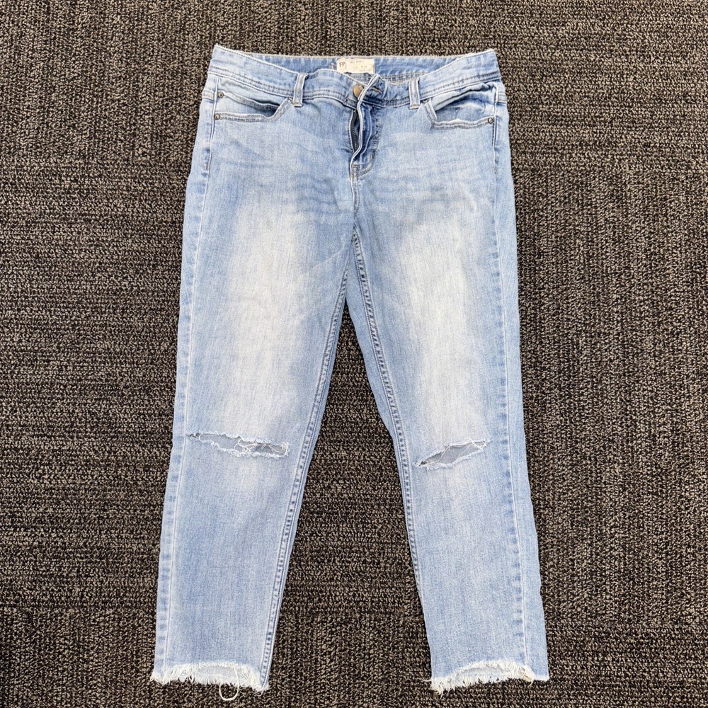 Free People‎ Busted Knee Cropped Ankle Skinny Jeans 61855-16515125 Womens 29